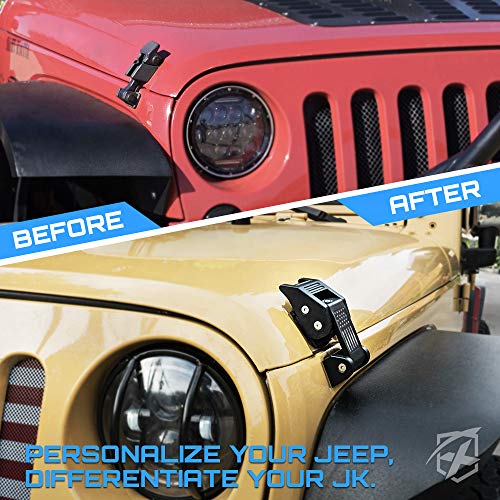Xprite Aluminum Hood Latches with U.S. Flag, Adjustable Hood Latch Catches Kit Compatible with Jeep Wrangler JK JKU 2007-2018 & Jeep Wrangler JL JLU 2018-2026 Gladiator JT