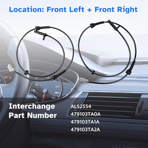 Front ABS Wheel Speed Sensor Left Right fit for Nissan Altima 2013 2014 2015 2016 2017 2018, Nissan Maxima 2016 2017 2018 2019 2020 2021 2022, Driver Passenger Side, ALS2554, 2pcs