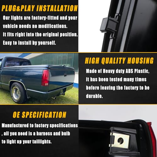 Boine Tail Light Compatible With 1988-1999 Chevy/GMC Silverado Sierra C/K 1500 2500 3500 Suburban Tahoe Blazer Yukon Cadillac Escalade Driver and Passenger Side Rear Light Brake Lamps Housing