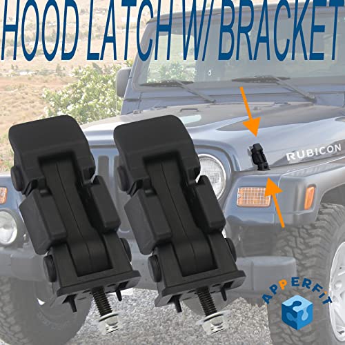APPERFiT Hood Latch Catch w/Bracket Compatible with Jeep Wrangler TJ 1997 1998 1999 2000 2001 2002 2003 2004 2005 2006