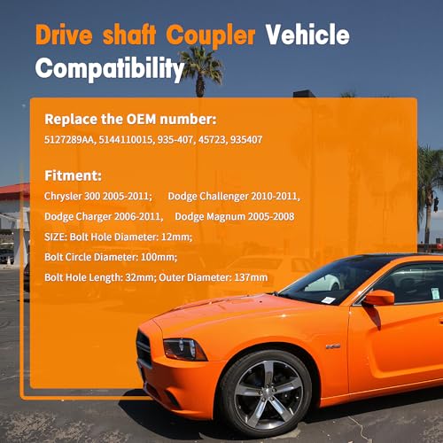 Ovabeyna 5127289AA, 5144110015 Drive Shaft Coupler Flex Joint Shaft Coupling with Bolts Compatible with Chrysler 300 2005-2010 & Dodge Challenger 2010-2011, Magnum 2005-2008, Charger 2006-2011