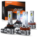 SEALIGHT 𝐇𝟏𝟏/𝐇𝟗/𝐇𝟖 and 𝟗𝟎𝟎𝟓/𝐇𝐁𝟑 Bulbs Combo, 100,000LM 900% Wider Driving Vision Mini Size, 9005 H11 Fog Lights with Fan, Plug and Play, Pack of 4
