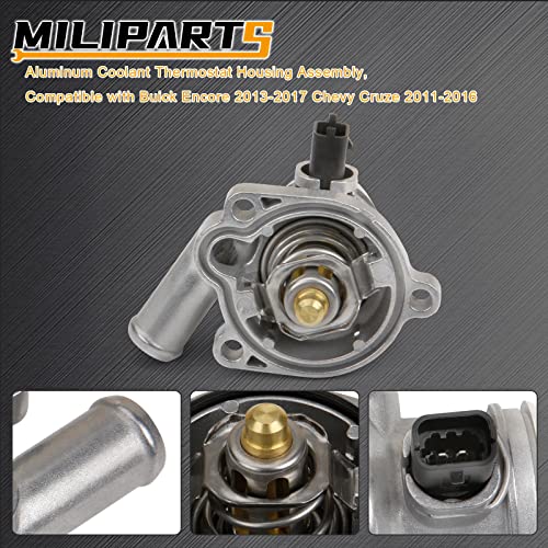 MILIPARTS Upgraded Aluminum Engine Coolant Thermostat Housing Assembly Compatible with Buick Encore 2013-2020 Chevy Cruze Sonic Trax 2011-2016 1.4L Replace 55579010