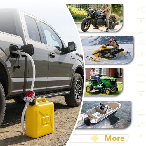 FEEDRON Automatic Fuel Transfer Pump with Auto-Stop, 3.8 Gallon per Min, 51'' Extra Long Hose,Battery or USB Powered, 4 Can Adapters, Fast and Safe Portable Gas Can Pump for Oil, Diesel,Gasoline.