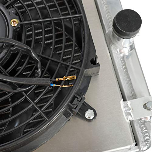 2-Row Full Aluminum Racing Radiator w/ 12V Fan Shroud Replacement for 1992-2000 Honda Civic EH EJ 1993-1997 Del Sol EG MT 1994-2001 Acura Integra DB DC