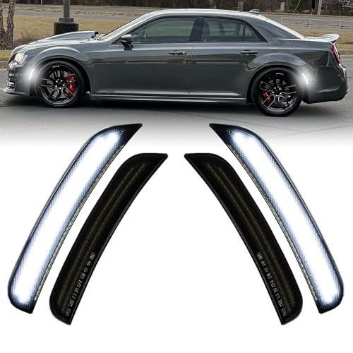 DouMmantn LED Side Marker Light Compatible with Chrysler 300 for Chrysler 300s for Chrysler 300c 2015 2016 2017 2018 2019 2020 2021 2022 2023 2024 Front Rear Side Marker Light, Smoked Lens, 4PCS