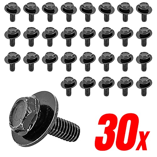 71315-122382A 30x M6 Bolts, 1.0 x 17mm Loose Washer Hex Head SEMS Body Bolts, Transmission Pan Bolts, Oil Pan Bolts with 18mm Washer, Replaces OEM 11508930, M6 Screws for Toyota, Subaru, Dodge & More