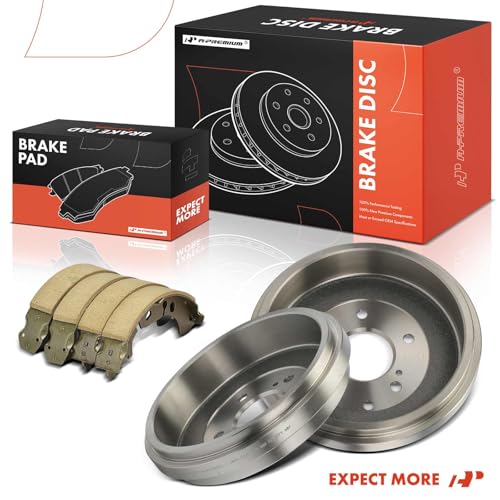 A-Premium 10.67 inch (271mm) Rear Brake Drums + Ceramic Shoes Set Compatible with Select Nissan Models - Sentra 2013-2019 2021-2023, 6-PC Set