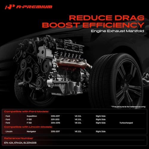 A-Premium Right Side [DOHC 6Cyl 3.5L] Engine Exhaust Manifold Kit W/Gaskets Compatible with Ford F-150 2011-2016, Expedition 2015-2017 & Lincoln Navigator 2015-2017