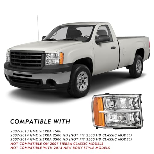 TUSDAR for 2007-2013 GMC Sierra Headlight Assembly Halogen Updated Lens