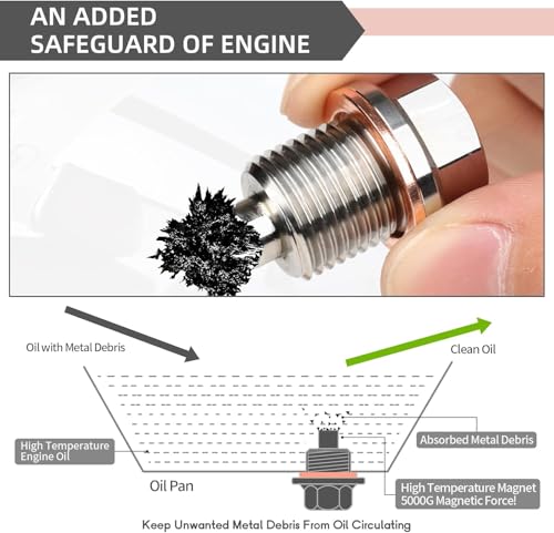 DEEFILL 1/2"x20 Stainless Steel Magnetic Engine Oil Drain Plug Fit For Buick Chevrolet Chrysler Ford Dodge GMC Select Models
