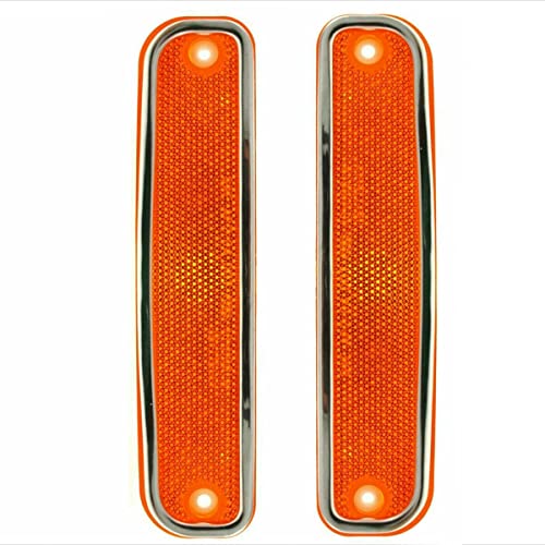 Parts N Go Side Marker Light Set Replacement with Chrome Trim For 1973-1980 C/K Pickup Truck Suburban Blazer Jimmy Driver & Passenger Side Left Right - GM2550108 6270434