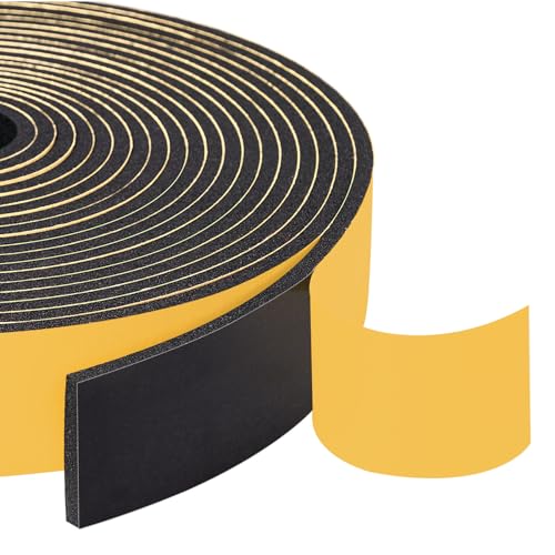 Yotache Weather Stripping 1" W X 1/8" T (New Adhesive Craft), Neoprene Foam Weatherstrip Tape for Automotive, 26 Ft Length