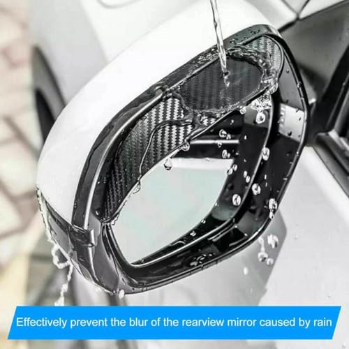 2pcs Carbon Fiber Style Car Rear View Side Mirror Rain Eyebrow Exterior Trim Rear View Mirror Visor Guard Car Side Mirror Rain Eyebrow Guard Cover Case Trim Universal For All Car