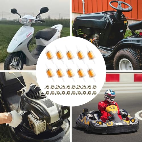 Strongthium 1/4" 5/16" Inline Fuel Filters with Magnet for Briggs & Stratton John Deere Kawasaki Kohler Lawn Mowers Small Tractors Garden Tillers Go Garts & Clamps x20