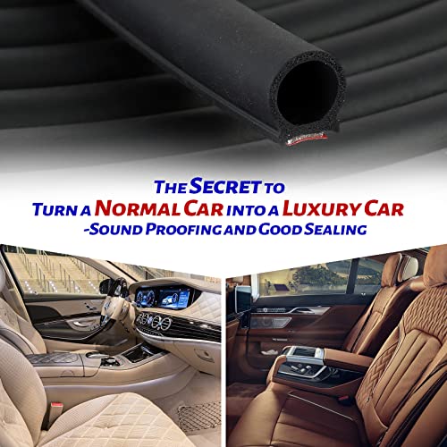 D-Shape Car Door Rubber Seal Strip,Black Automotive Weather Stripping with Self-Adhesive to Reduce Noise and Water-Leaking fit Most Car,Truck,SUV,RV,Boat and Home Application,18ft (18ft)