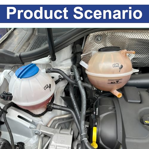603-253 1K0121407A Coolant Reservoir Tank with Cap for 2006-2019 Aud1 A3 Q3 TT RS3 & VW Jetta Passat Golf GTI Beetle CC Eos Rabbit (2006-2019 Models) - Replacement Engine Coolant Expansion Tank