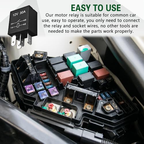 Surosha 4PCS 4 Pin 12V 30A Relay, AC Relay, Power Relays Assembly Starter Replacement, Auto Accessorie High Performance Multi-Purpose Waterproof Stable Relays Universal for Most Cars (4 Pin-12V, 4PCS)