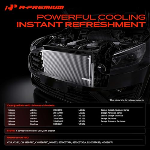 A-Premium Air Conditioning A/C Condenser Compatible with Nissan Altima 2013-2018, Maxima 2016-2021, 2.5L 3.5L, Replace# 921003TA1A, 921003TA3B