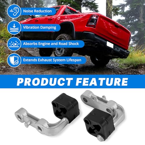 Lazenta 68275662AB Exhaust Bracket Muffler Support Rubber Isolator Hanger Assembly Rear Left & Right Compatible with 2019-2025 Ram 1500 3.0L 5.7L 6.2L, Driver Passenger Side 4PCS