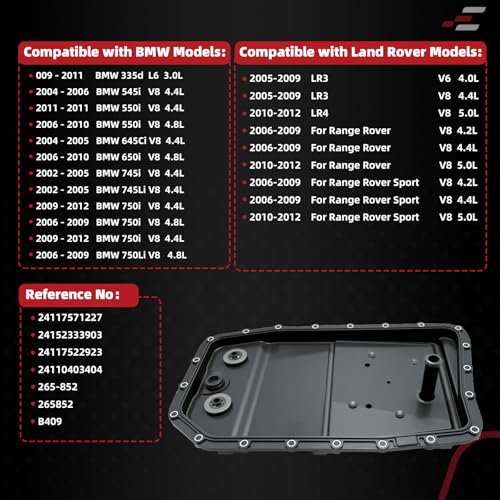 EPPO Transmission Filter with Pan 6HP26 24117571227 24152333903 Transmission Oil Pan Compatible with 335d, 545i, 550i, 645Ci, 650i, 745i, 745Li, 750i, 750Li, 760i, 760Li, Alpina B7, Alpina B7 xDrive