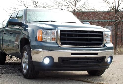 iJDMTOY OEM-Spec Clear Lens Fog Light Assemblies with Xenon White LED Bulbs Upgrade Compatible With GMC 2007-2013 Sierra 1500 2500 3500