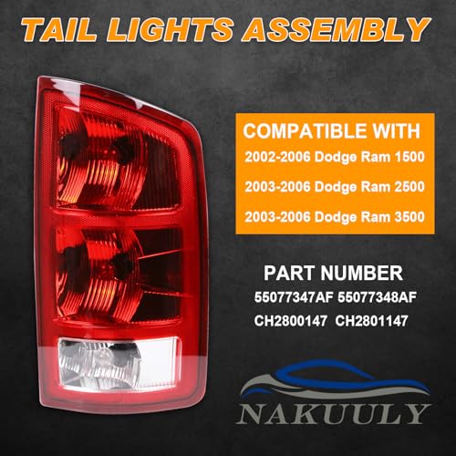 Tail Lights Compatible With 2002-2006 Dodge Ram 1500 2500 3500 Taillight