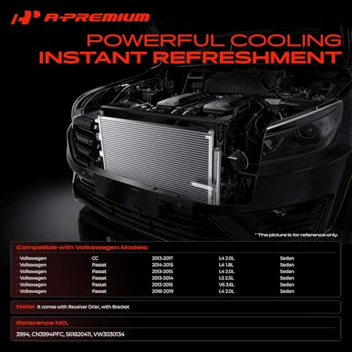 A-Premium A/C Condenser Replace# 561820411 - Compatible with 2013-2019 Volkswagen Passat, 2013-2017 CC