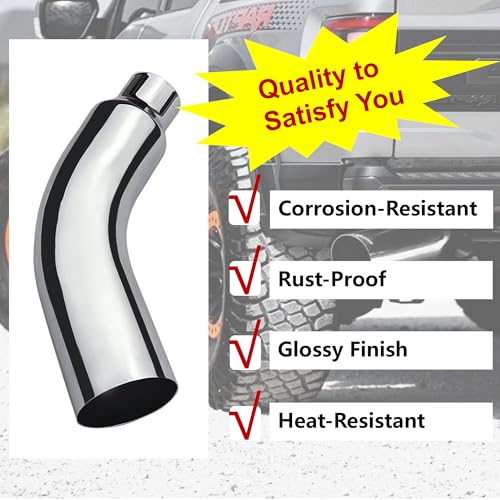 Universal 4" to 6" Exhaust Elbow Pipe with Steel Clamp - Silver Chrome or Black Painted for Car, Truck & Diesel