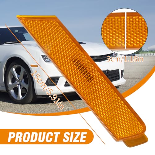 Saihisday 2Pcs 92246244 Amber Lens Front Bumper Side Marker Light Assembly, Replacement for Chevrolet Camaro 2010-2015, Replaces 92246245 GM2551197 GM2550197