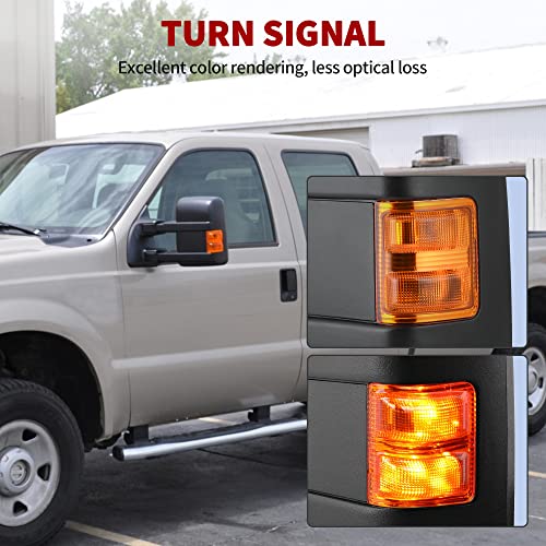 YITAMOTOR Towing Mirror Compatible with 2008-2016 Ford F250 F350 F450 F550 Super Duty, Left Driver Side Mirror Power Heated, Telescoping, Turn Signal Light, Black