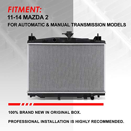 Auto Dynasty Radiator Compatible with 2011-2014 Mazda 2 AT MT, DPI 13233 Factory Style 1-Row Cooling Radiator, Aluminum Core
