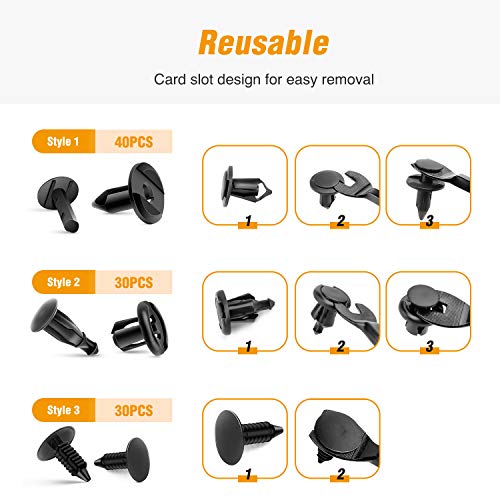 GOOACC Universal Plastic Fender Clips,200 Pcs Push Bumper Fastener Rivet Clips with 6 Size Auto Body Retainer Clips Bumpers,Car Fender Replacement for GM, Ford & Ch, GRC-47