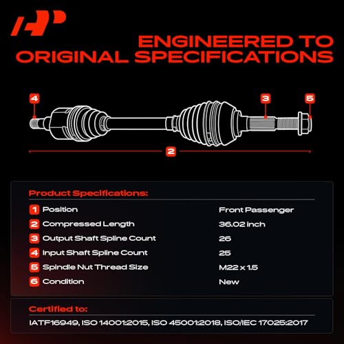 A-Premium Front Right Passenger Side CV Axle Shaft Assembly Compatible with Honda Civic 2006-2013, Civic CNG 2014-2015, L4 1.8L & 5-Speed Automatic Transmission Only, Not For Manual or Auto CVT