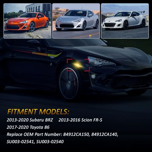 LED Side Marker Lights Lamp for 2013-2021 Subaru BRZ, 2013-2016 Scion FR-S