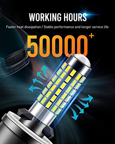 LUYED 880 LED Fog Lights Bulb 400% Brightness 886 890 892 893 LED Bulb with Projector for DRL or Fog Lights,Xenon White,Pack of 2