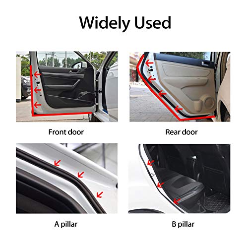 D-Shape Car Door Rubber Seal Strip,Black Automotive Weather Stripping with Self-Adhesive to Reduce Noise and Water-Leaking fit Most Car,Truck,SUV,RV,Boat and Home Application,18ft (18ft)