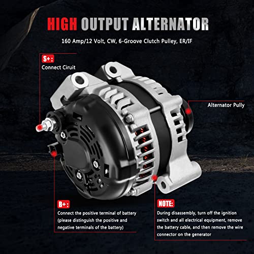 GDSMOTU New Alternator Compatible for Chrysler Town & Country V6 3.6L 11-16, for Dodge Grand Caravan V6 3.6L 11-20&for Avenger 11-14, V6 3.6L for Ram C/V 11-15, for Routan 11-14, 11570 7B0-903-015C