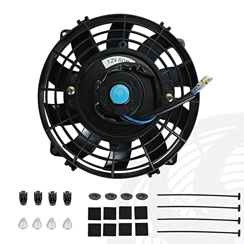 7" inch Universal Slim Fan Push Pull Electric Radiator Cooling 12V Mount Kit Black