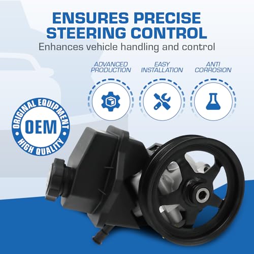 Power Steering Pump with Pulley Replacement For Compatible with 2006-2011 Chevy Impala, 2006-2007 Chevy Monte Carlo Power Assist Pump Replace # 20-69989