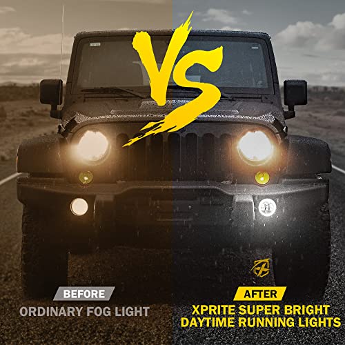 4 Inch 60W LED Fog Light w/White Halo DRL Compatible with 07-18 Jeep JK JKU