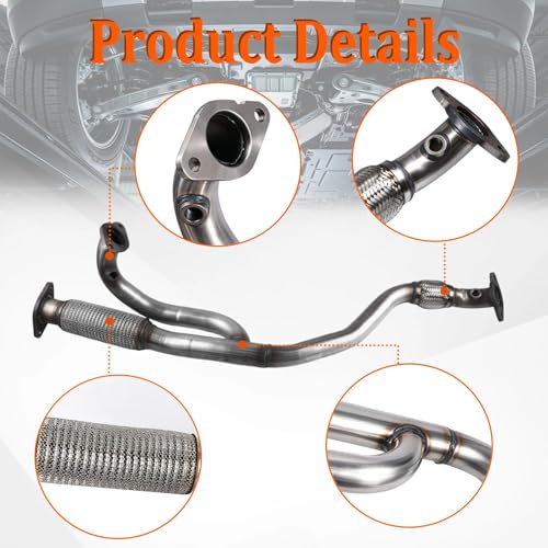 Stainless Steel Exhaust Flex Y Pipe Compatible with 2009-2017 Buick Enclave, Chevrolet Traverse 3.6L, 2017 GMC Acadia, 2009-2010 Saturn Outlook