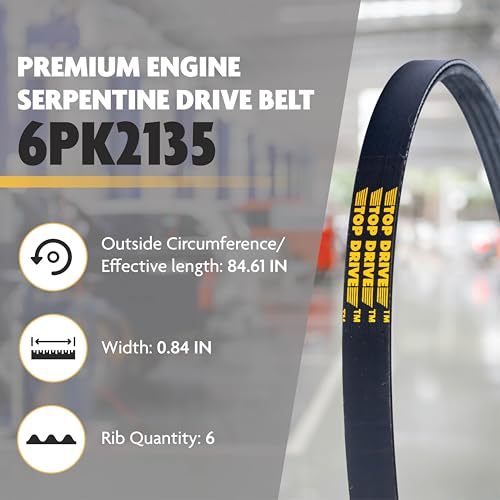 Top Drive, 6PK2135, Premium Engine EPDM Serpentine Belt, 84.61" Length