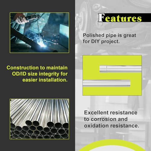 Jaxilyn Exhaust Pipe Kit 2.5 Inches Mild Steel DIY Custom Exhaust Kit Tubing Mandrel Bend Pipe Straight & U-Bend 16 Gauge Universal 8PCS