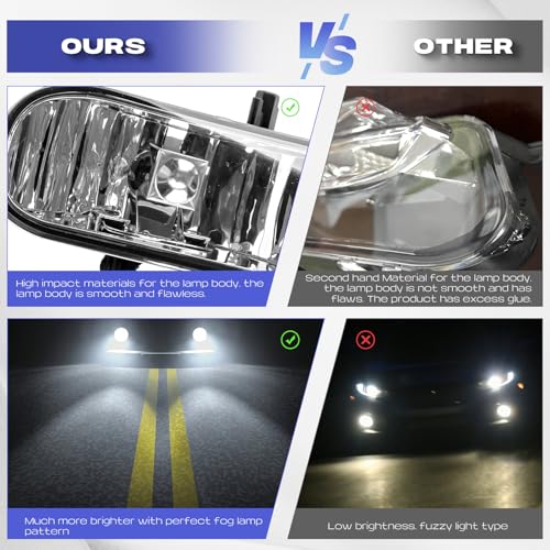 RP Remarkable Power, Fog Lights For 1999 2000 2001 2002 Sierra / 2000 2001 2002 2003 2004 2005 2006 Yukon/Yukon XL Pickup Truck SUV Clear Fog Lights Pair FL7084