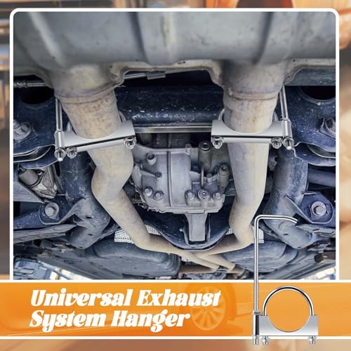 Datanly 2 Pcs 3 Inch Universal Exhaust Clamp with Hanger, Made of Heavy-Duty Clamp with Rear Muffler Hanger Exhaust Pipe for Cars, Trucks Pipes