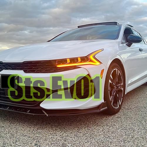 STSEV01 Front Bumper Lip Splitter Spoiler Compatible with KIA K5 EX/LX/LXS/GT 2021-2026 & Kia K5 GT/GT-Line 2025 2026, 3pcs Air Dam Chin Body Kit Underbody Lip Accessories (Gloss Black)