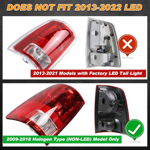 Tail Light Halogen Type Compatible With 2009-2018 Dodge Ram 1500 2500 3500