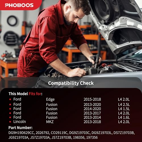 PHOBOOS A/C Compressor with Clutch Compatible with Ford Fusion 2013-2020 L4 1.5L/1.6L/2.0L, Edge 2015-2018 L4 2.0L & Lincoln MKZ 2013-2018 L4 2.0L, Ref. CO-29119C, 198356