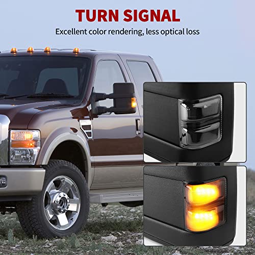YITAMOTOR Towing Mirrors Compatible with 2008-2016 Ford F250 F350 F450 F550 Super Duty, Power Adjustable Heated Turn Signal Manual Telescoping Folding Pair Set